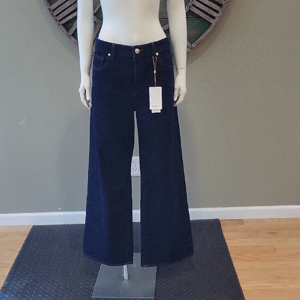 Quince Bella Stretch Wide Leg Jean In Deep Rinse